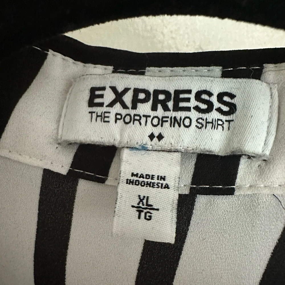 Express Black and White Striped Portofino Blouse - Picture 4 of 4